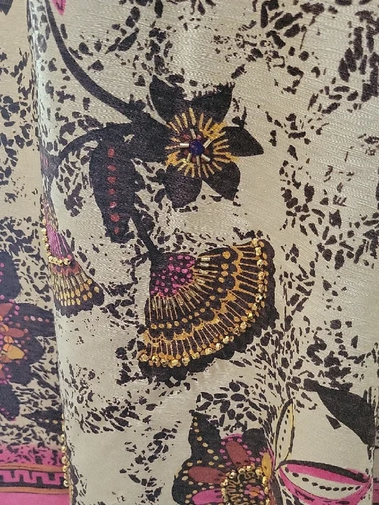 Anthracite Silk Sequin and Bead Midi Full Skirt - Picture 3 of 8